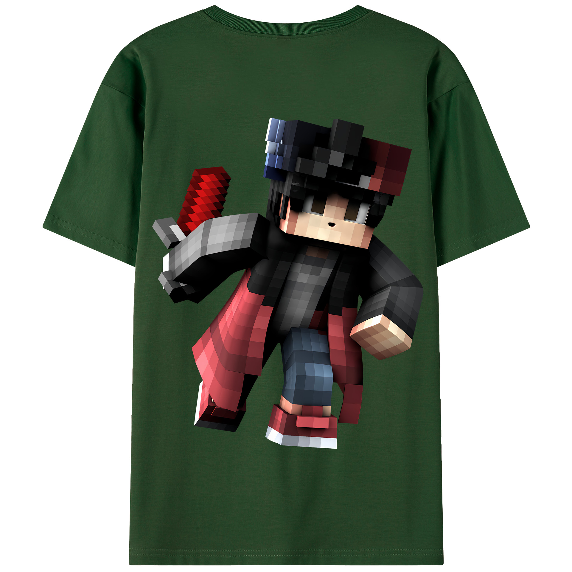 （画像用） マインクラフト ブロックの世界 Minecraft MC Block world 綿100％半袖Tシャツ（背面プリント）